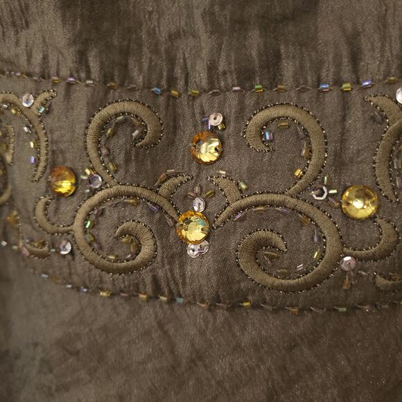 R&M Collection Dress Womens Size 10P Taupe Bronze Tiered Empire Waist Short - Picture 5 of 13